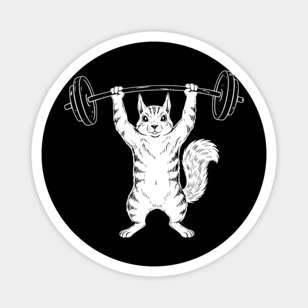 Squirrel Lifting Weights Gym Humor Workout Magnet by ArtistTee ⭐⭐⭐⭐⭐